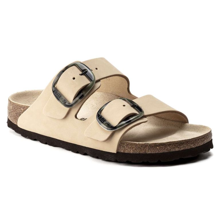 Birkenstock Arizona Big Buckle Nubuck Leather Two Strap Sandals Yellow | Ib4wFZorZ5N