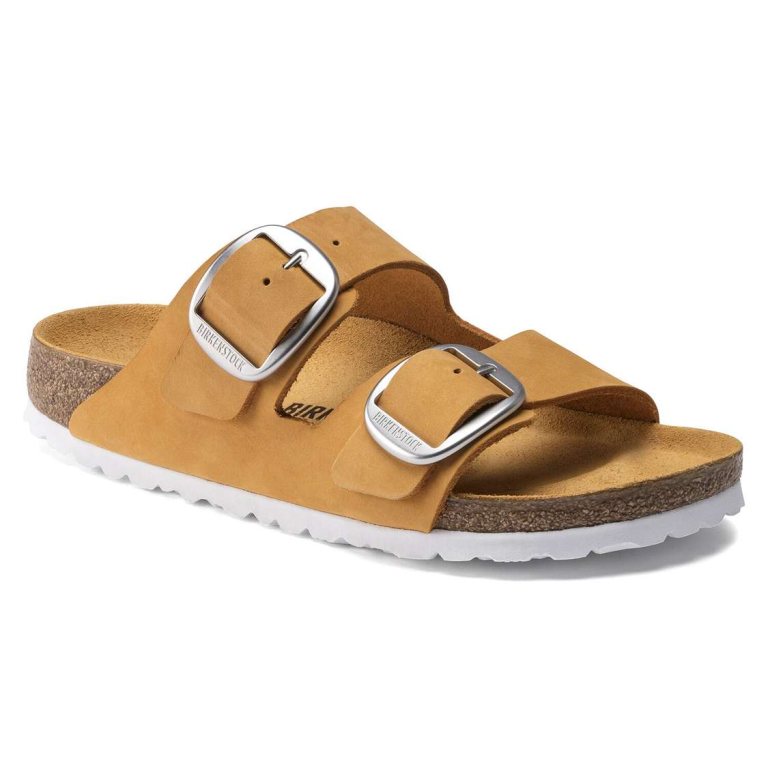 Birkenstock Arizona Big Buckle Nubuck Leather Two Strap Sandals Apricot | zxQd8vzgHqZ