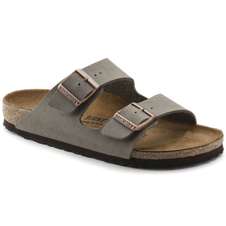 Birkenstock Arizona Birkibuc Two Strap Sandals Grey | QxgasIv4Lyq