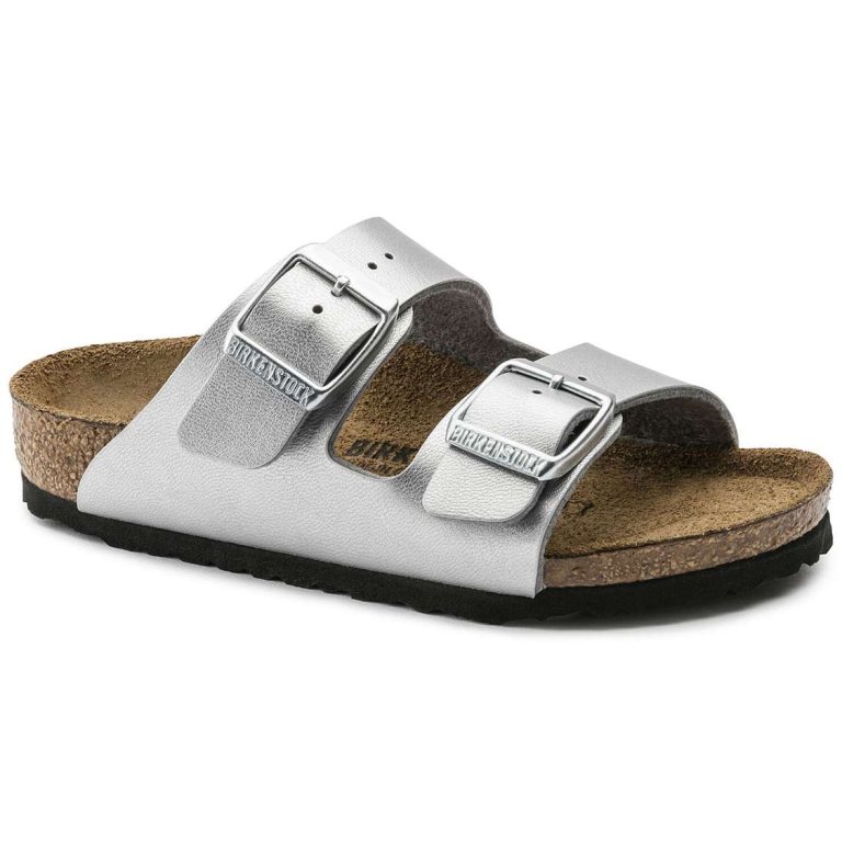 Birkenstock Arizona Birko-Flor Boys Sandals Silver | e3IkhQdQ9hM