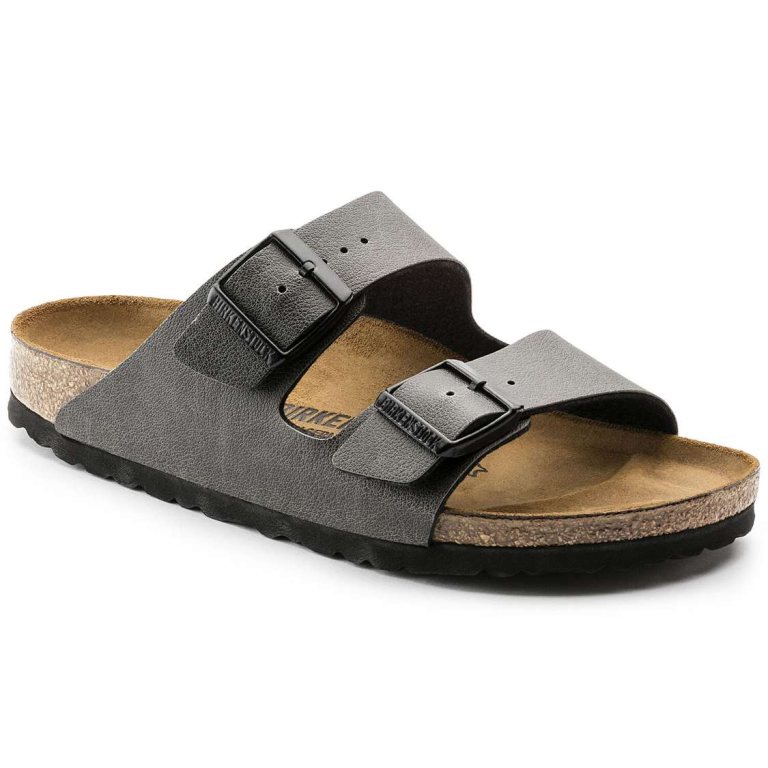 Birkenstock Arizona Birko-Flor Two Strap Sandals Dark Grey | DVmlHcQjNN5