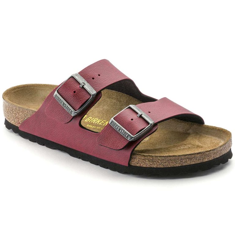 Birkenstock Arizona Birko-Flor Two Strap Sandals Burgundy | dH4zG8MacZA