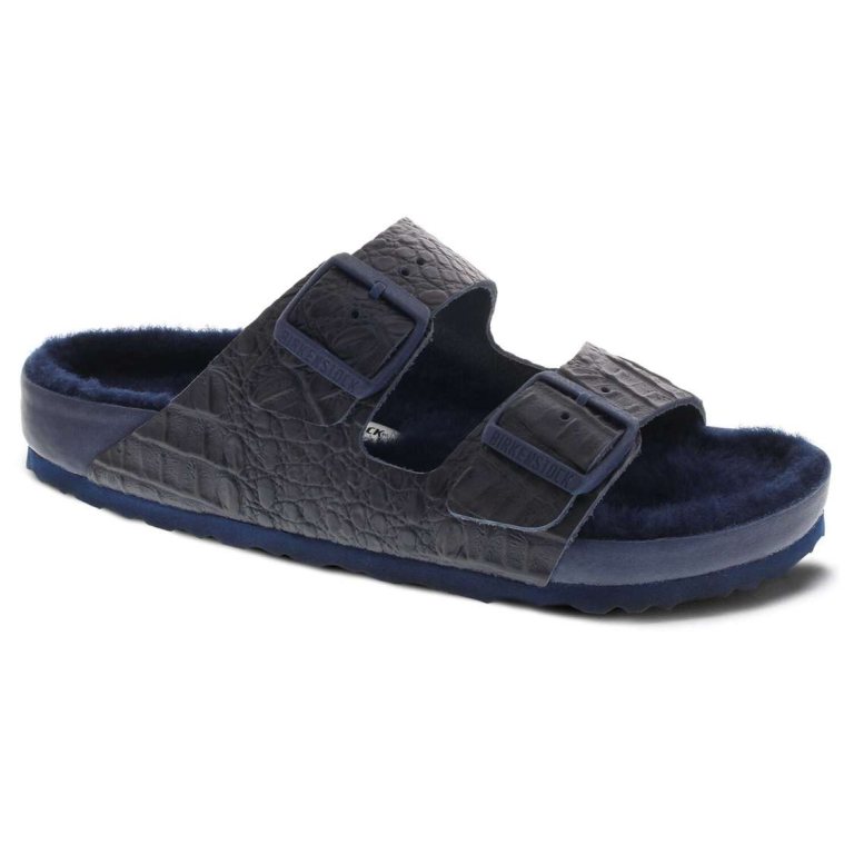 Birkenstock Arizona Leather Two Strap Sandals Navy | T9M811R4Rc6