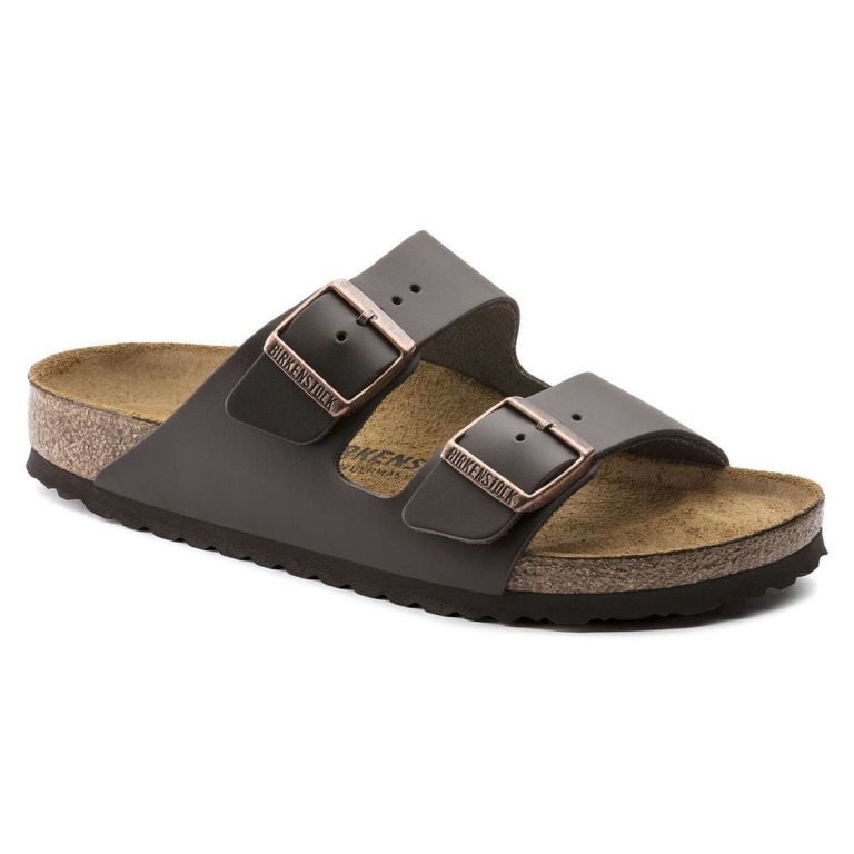 Birkenstock Arizona Leather Two Strap Sandals Dark Brown | YCbRc7HCBGK