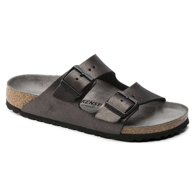 Birkenstock Arizona Leather Two Strap Sandals Wash Black | rv878ahA4AJ