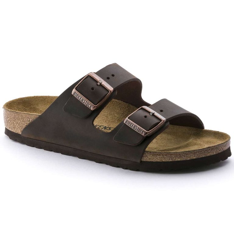 Birkenstock Arizona Oiled Leather Two Strap Sandals Brown | qyjCvxvZJFu