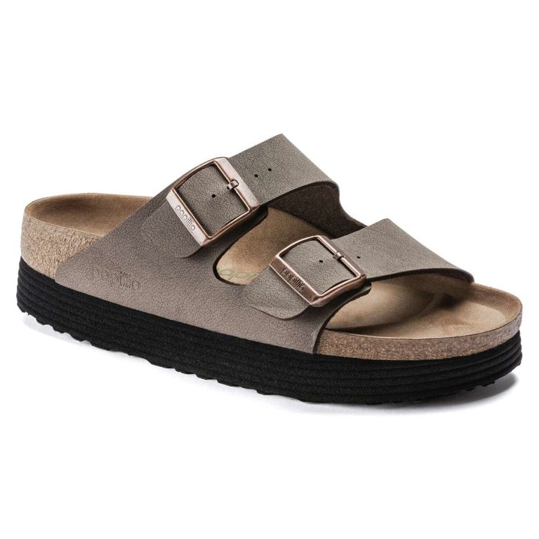 Birkenstock Arizona Platform Vegan Birko-Flor Two Strap Sandals Yellow | KJET97pTul3