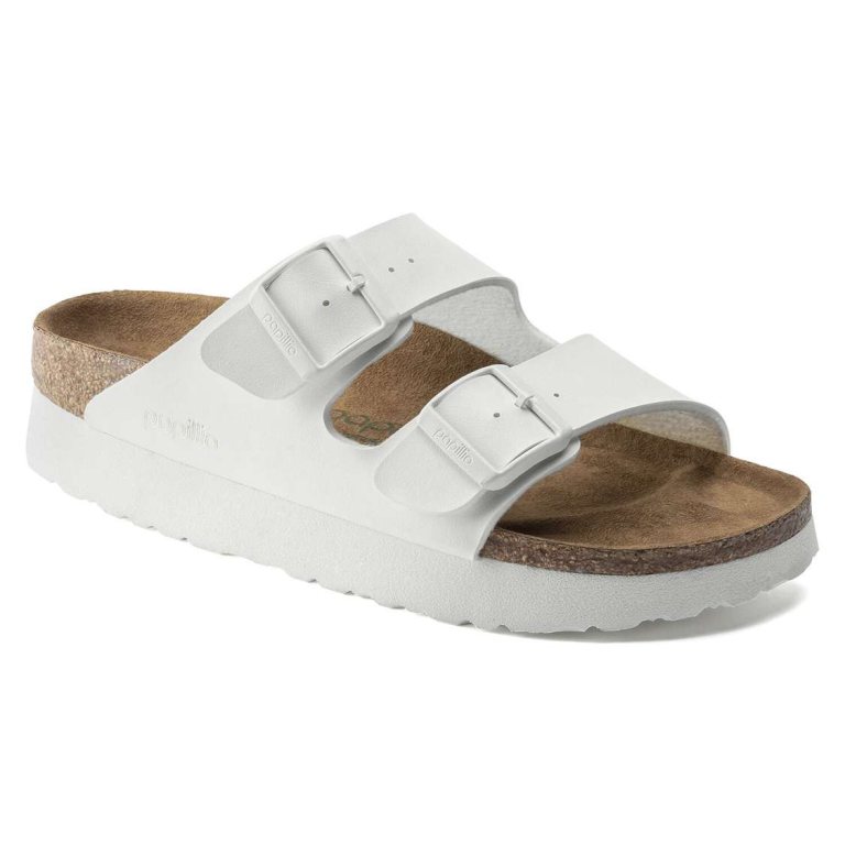 Birkenstock Arizona Platform Vegan Birko-Flor Platforms Sandals White | cP6j7PyPtiB