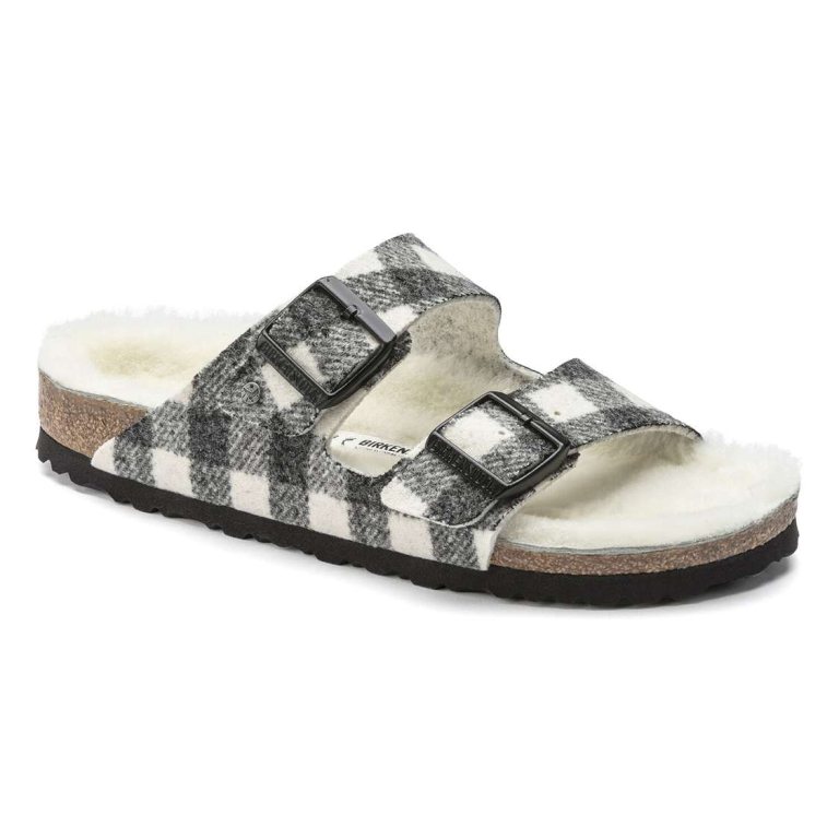 Birkenstock Arizona Shearling Wool Two Strap Sandals White | 5QvugmlBx1p