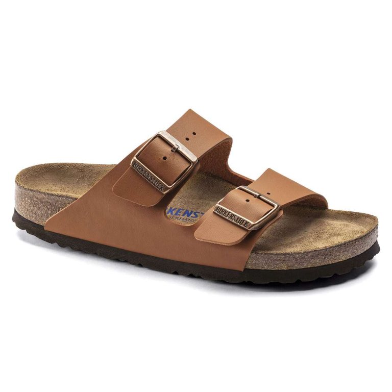 Birkenstock Arizona Soft Footbed Birko-Flor Two Strap Sandals Brown | SmI2gqb2SSJ