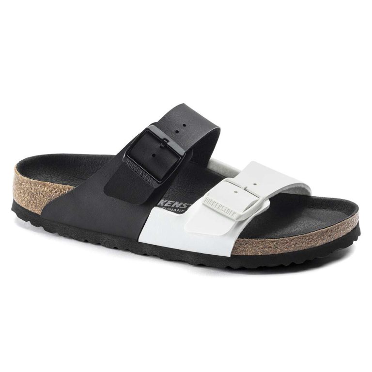 Birkenstock Arizona Split Birko-Flor Two Strap Sandals Black / White | Y7nMxALlW6T