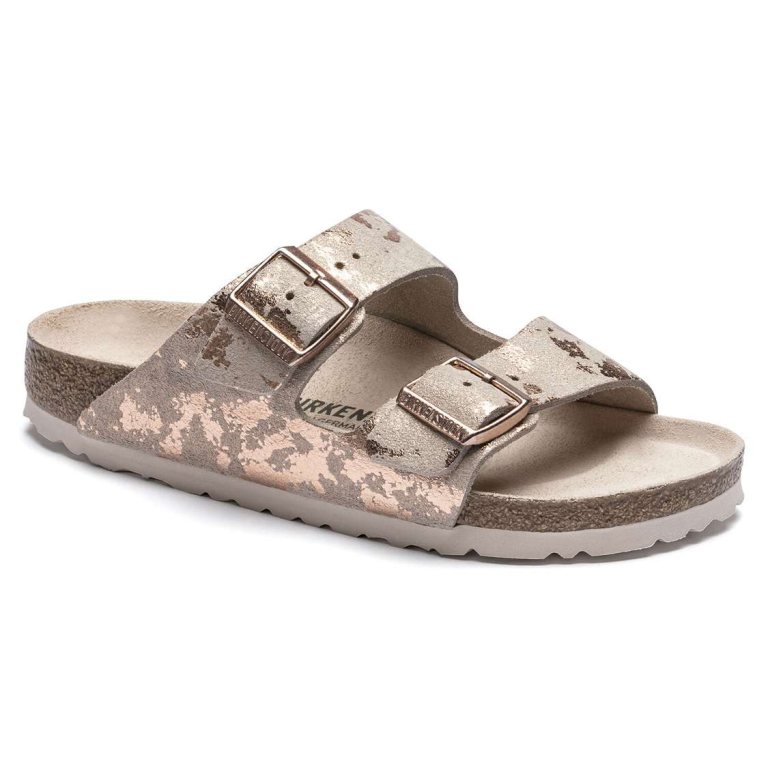 Birkenstock Arizona Suede Leather Two Strap Sandals Rose Copper | EKSifJ965eO