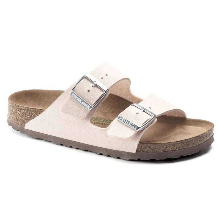 Birkenstock Arizona Vegan Birkibuc Two Strap Sandals Light Rose | XoWS9LErLRz