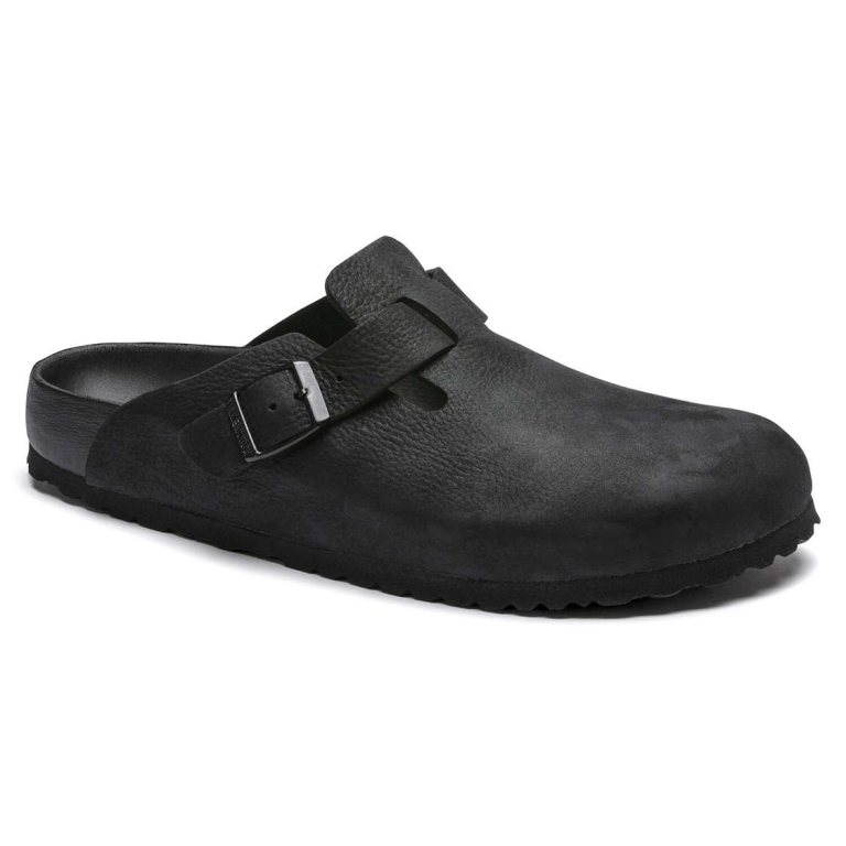 Birkenstock Boston Leather Clogs Black | zTY1uRRFx8x