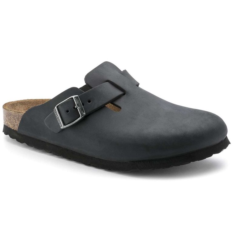 Birkenstock Boston Oiled Leather Clogs Black | UUtBjKSxtif