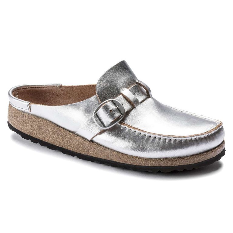 Birkenstock Buckley Leather Clogs Silver | YAe4Ra46xWZ