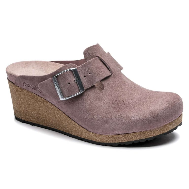 Birkenstock Fanny Suede Leather Clogs Lavender | FrwusW2ms17