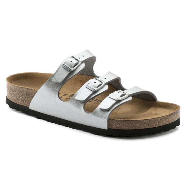 Birkenstock Florida Birko-Flor Multi Strap Sandals Silver | dKaGe45rQyA