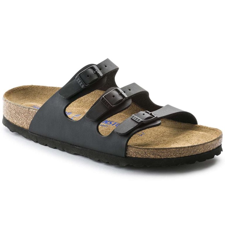 Birkenstock Florida Soft Footbed Birko-Flor Multi Strap Sandals Black | jnEzwogO3oL