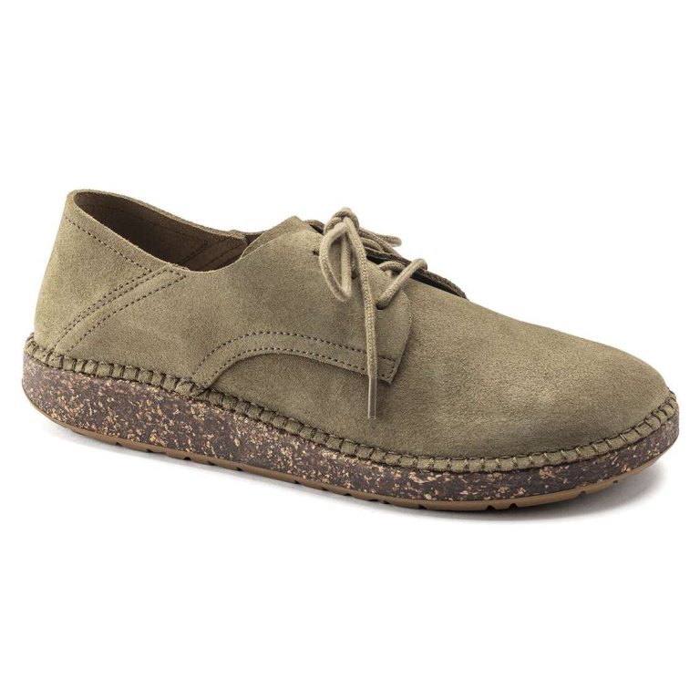 Birkenstock Gary Suede Leather Lace Up Shoes Khaki | VgvLFkEAxSI