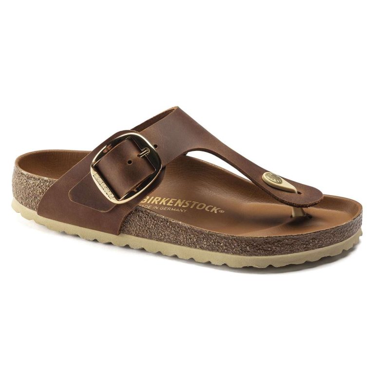 Birkenstock Gizeh Big Buckle Leather One Strap Sandals Brown | oKhOCrPItz2