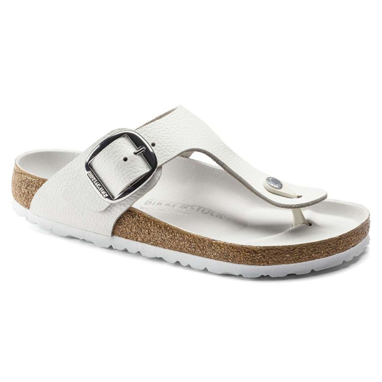 Birkenstock Gizeh Big Buckle Leather One Strap Sandals White | qmZCYafYkpJ