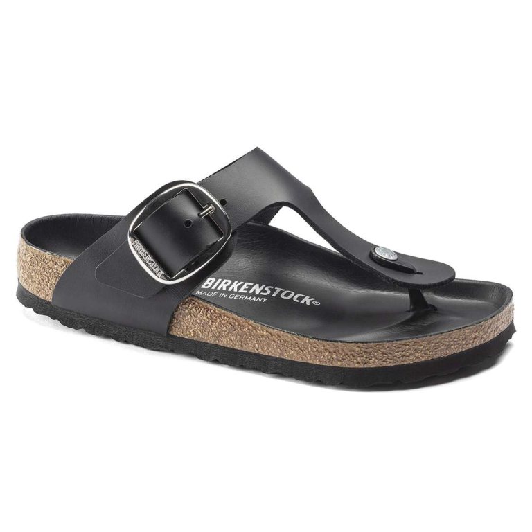 Birkenstock Gizeh Big Buckle Leather Thong Black | LuqA4U4me9e