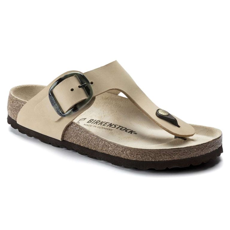 Birkenstock Gizeh Big Buckle Nubuck Leather Thong Yellow | 4q35ChUnFqV