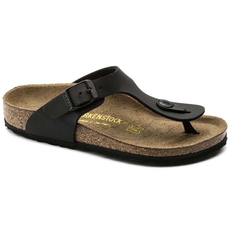 Birkenstock Gizeh Birko-Flor Girls Sandals Black | vMihX9r5lsN