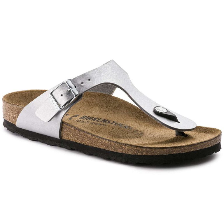 Birkenstock Gizeh Birko-Flor One Strap Sandals Silver | 1vjsgbIwSOc