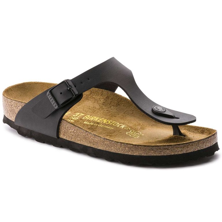 Birkenstock Gizeh Birko-Flor One Strap Sandals Black | VOoDRimHzNQ