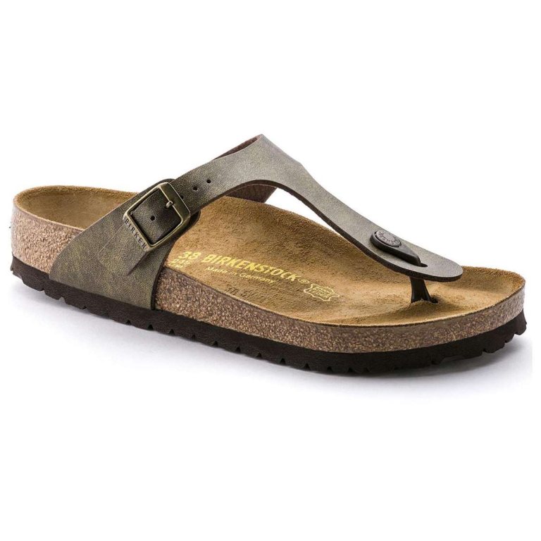 Birkenstock Gizeh Birko-Flor One Strap Sandals Gold Brown | VYbk1yKvXLZ