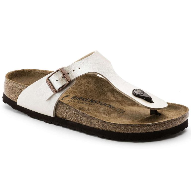 Birkenstock Gizeh Birko-Flor One Strap Sandals White | cfMtYh8fGAl