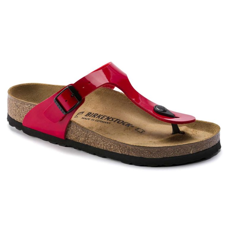 Birkenstock Gizeh Birko-Flor Patent One Strap Sandals Pink | t3mSITUNySo