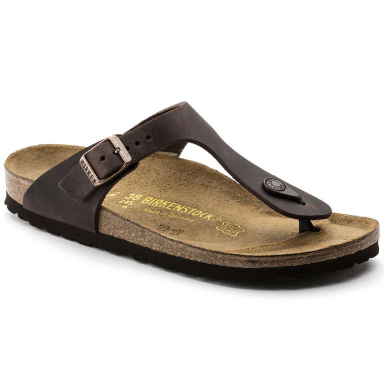 Birkenstock Gizeh Oiled Leather One Strap Sandals Brown | XYx2gSaxtLX