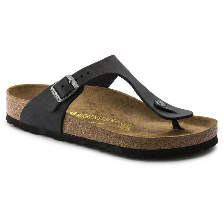 Birkenstock Gizeh Oiled Leather Thong Black | 2bwO78yq4lJ