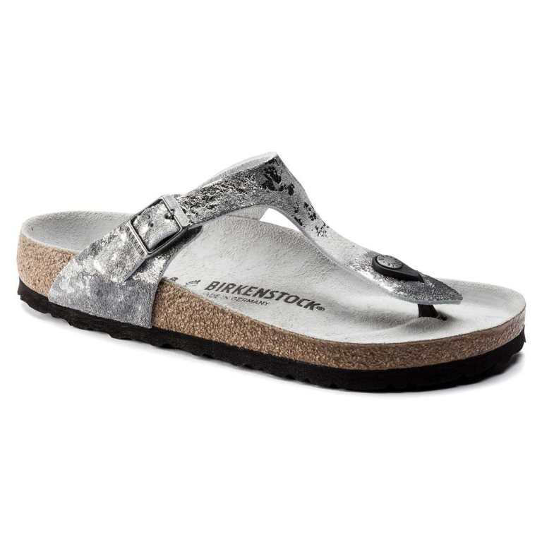 Birkenstock Gizeh Suede Leather Thong Grey Silver | YEUxJg2OW5F