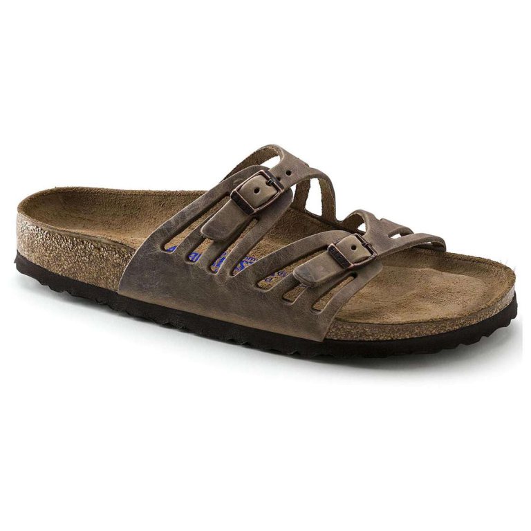 Birkenstock Granada Soft Footbed Oiled Leather Two Strap Sandals Brown | 1qEIX6TPj7N