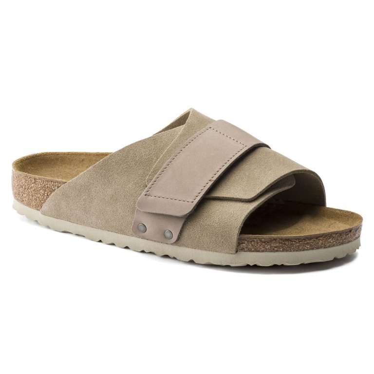 Birkenstock Kyoto Nubuck/Suede Leather One Strap Sandals Brown | sJ2MyBCM7Gx