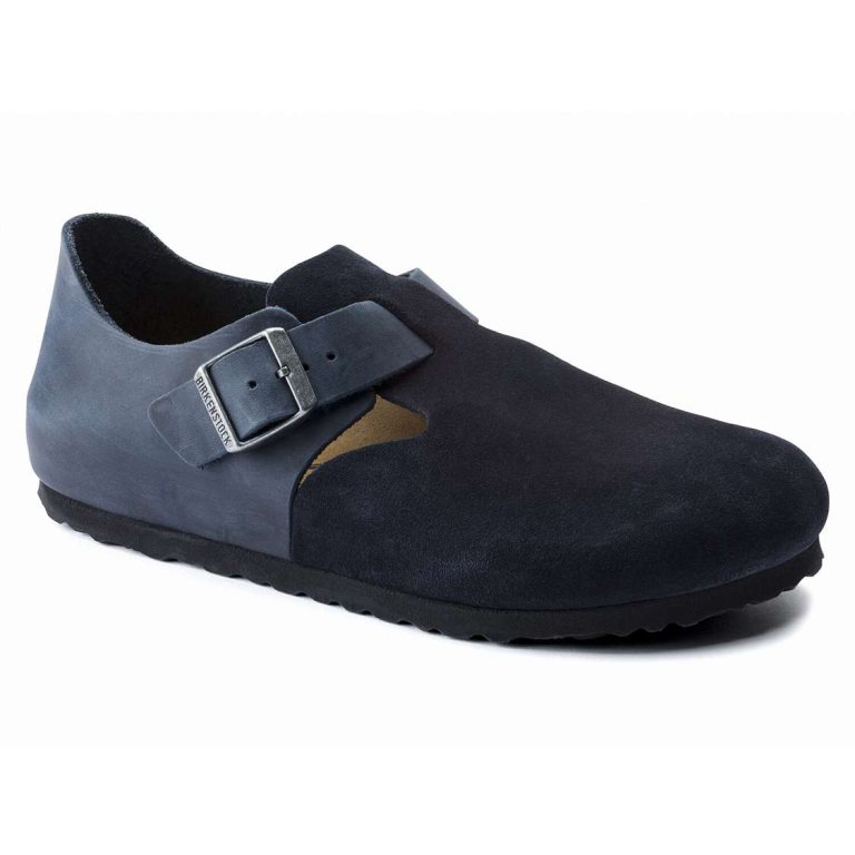 Birkenstock London Oiled Leather/Suede Leather Low Shoes Blue | YX8wL7w9TZT