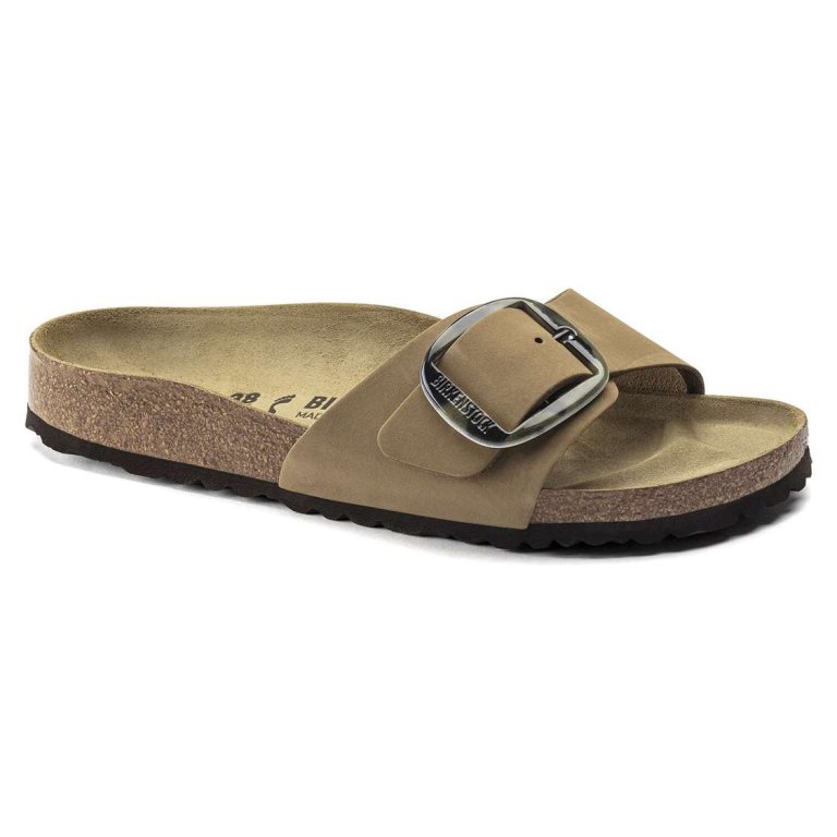 Birkenstock Madrid Big Buckle Nubuck Leather One Strap Sandals Green | hDkikdAF713