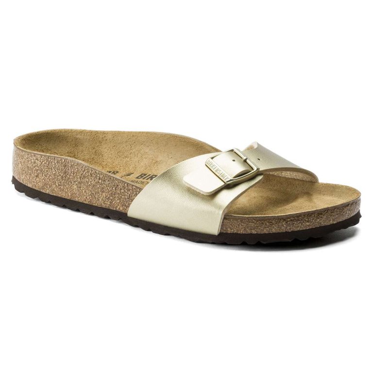 Birkenstock Madrid Birko-Flor One Strap Sandals Gold | p2grjQnEeel