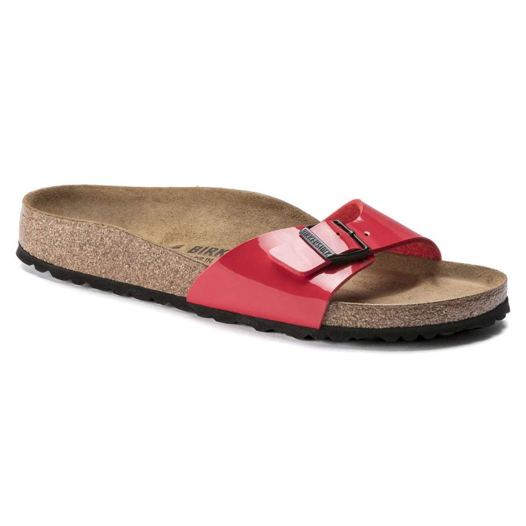 Birkenstock Madrid Birko-Flor Patent One Strap Sandals Pink | SmTmNLhibBt