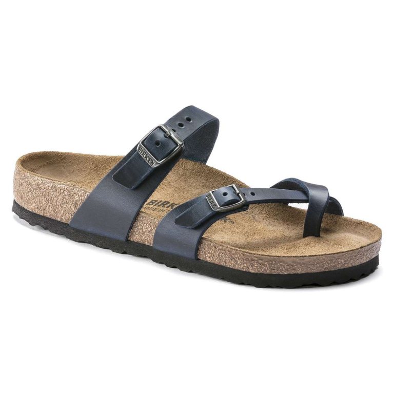 Birkenstock Mayari Oiled Leather Multi Strap Sandals Blue | 1WJnRqTpAan