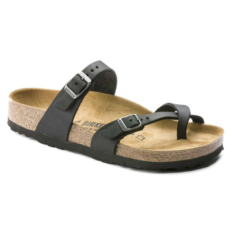 Birkenstock Mayari Oiled Leather Multi Strap Sandals Black | PnYkzxeZYxT