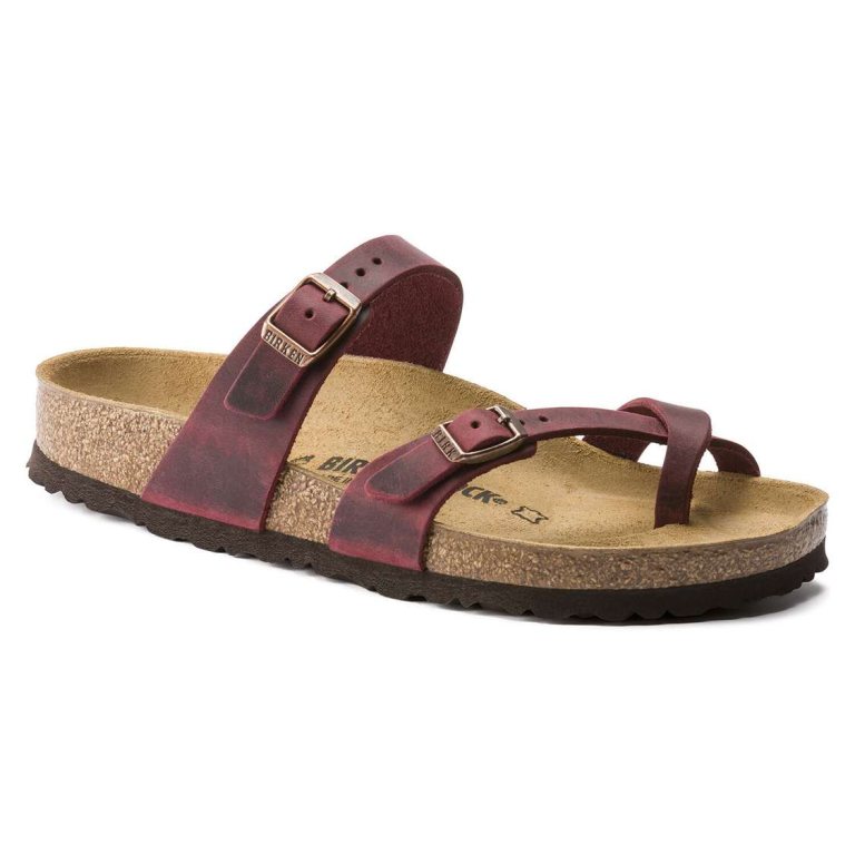 Birkenstock Mayari Oiled Leather Two Strap Sandals Red | 9nobdsWVA6m