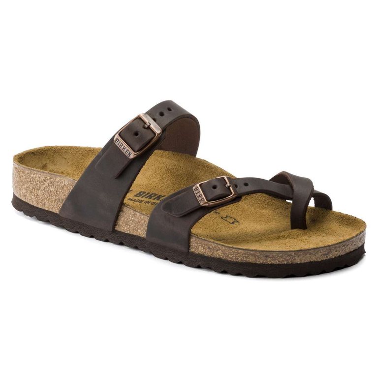 Birkenstock Mayari Oiled Leather Two Strap Sandals Brown | LnpeEyFvXd8