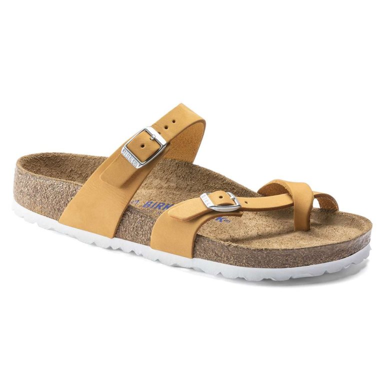 Birkenstock Mayari Soft Footbed Nubuck Leather Thong Apricot | MS9lZcktU1Z