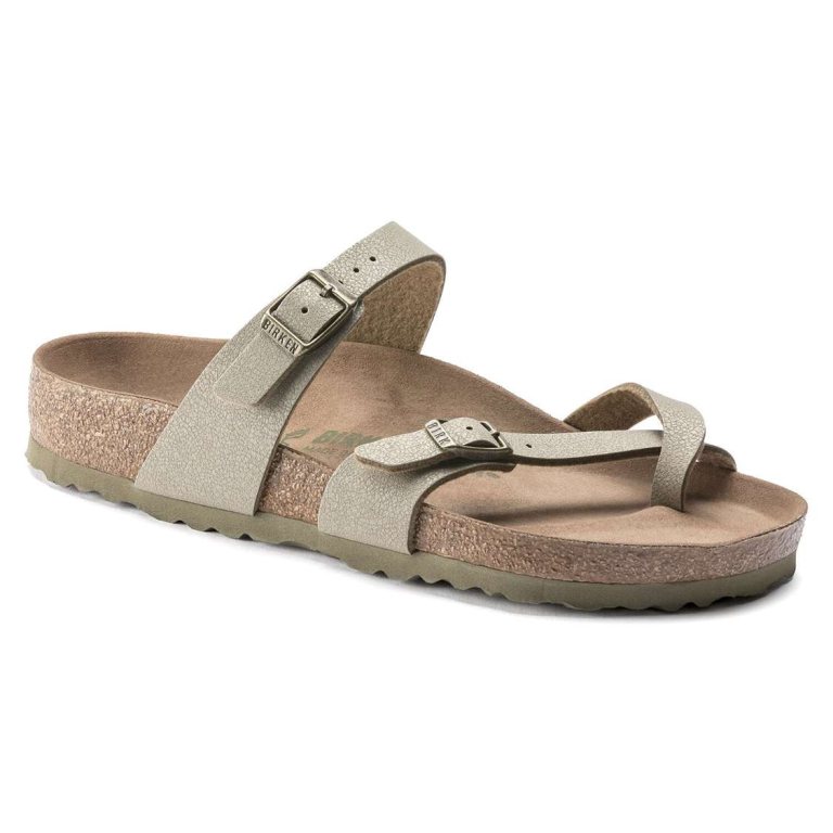 Birkenstock Mayari Vegan Birkibuc Multi Strap Sandals Khaki | ANiN1aNzvhG