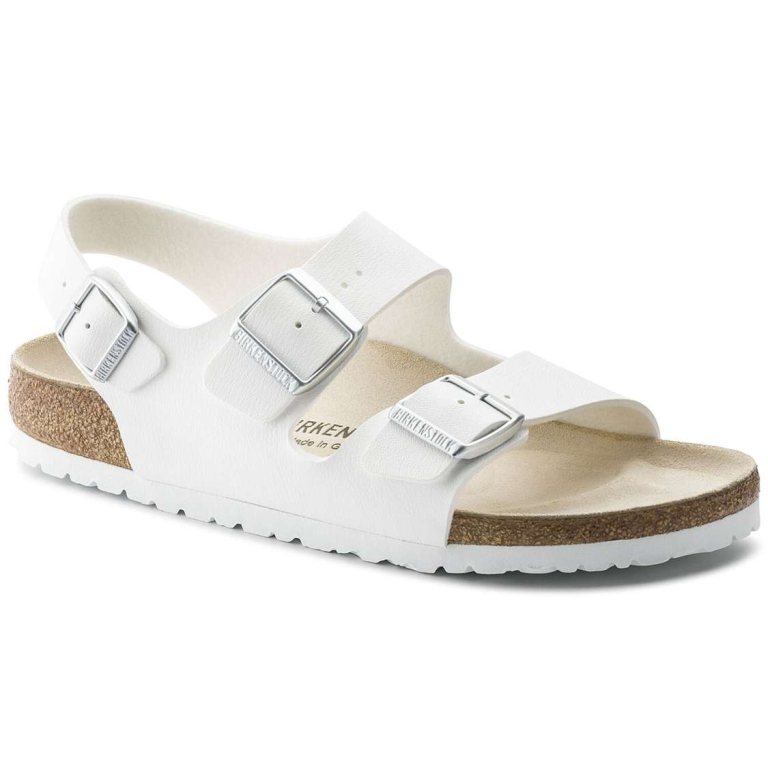 Birkenstock Milano Birko-Flor Back Strap Sandals White | 4SYW9Vv1rDN